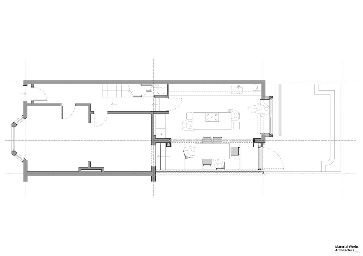 Floor plan of the Victorian home in London with a smart new rear addition