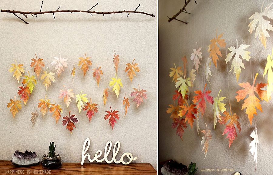 Gorgeous leaf and branch mobile can be created in more ways than one