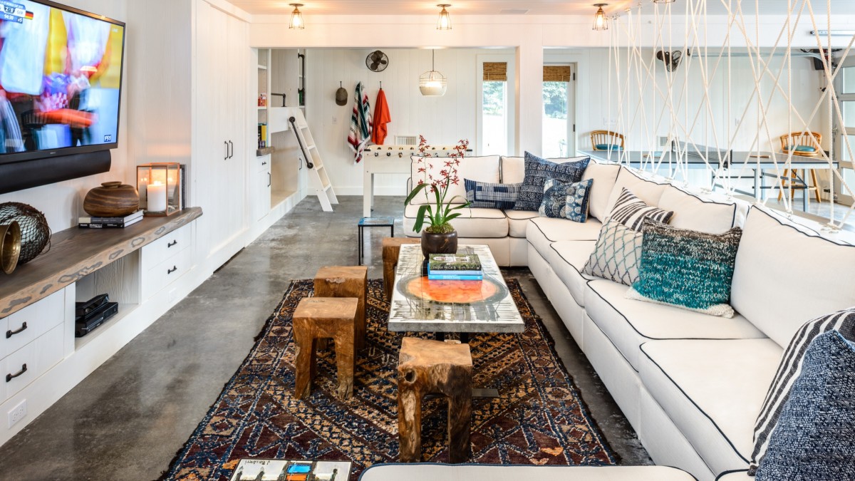 It is hard to believe that this living space was once a car garage