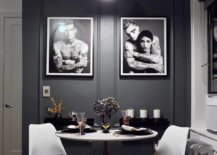 Sophisticated-NYC-dining-room-with-dark-gray-walls-and-framed-photographs-in-the-backdrop-36807-217x155