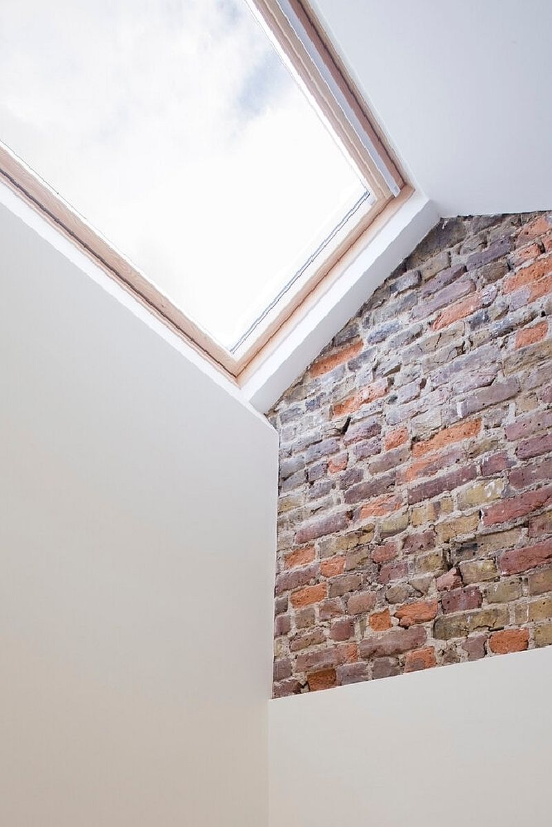 Staggered skylights are a big part of teh slim house and bring light into all the rooms across different levels