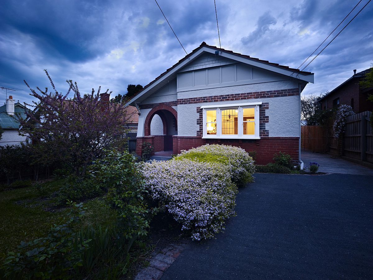 Street facade of the beautiful solid brick Federation Bungalow in Melbourne