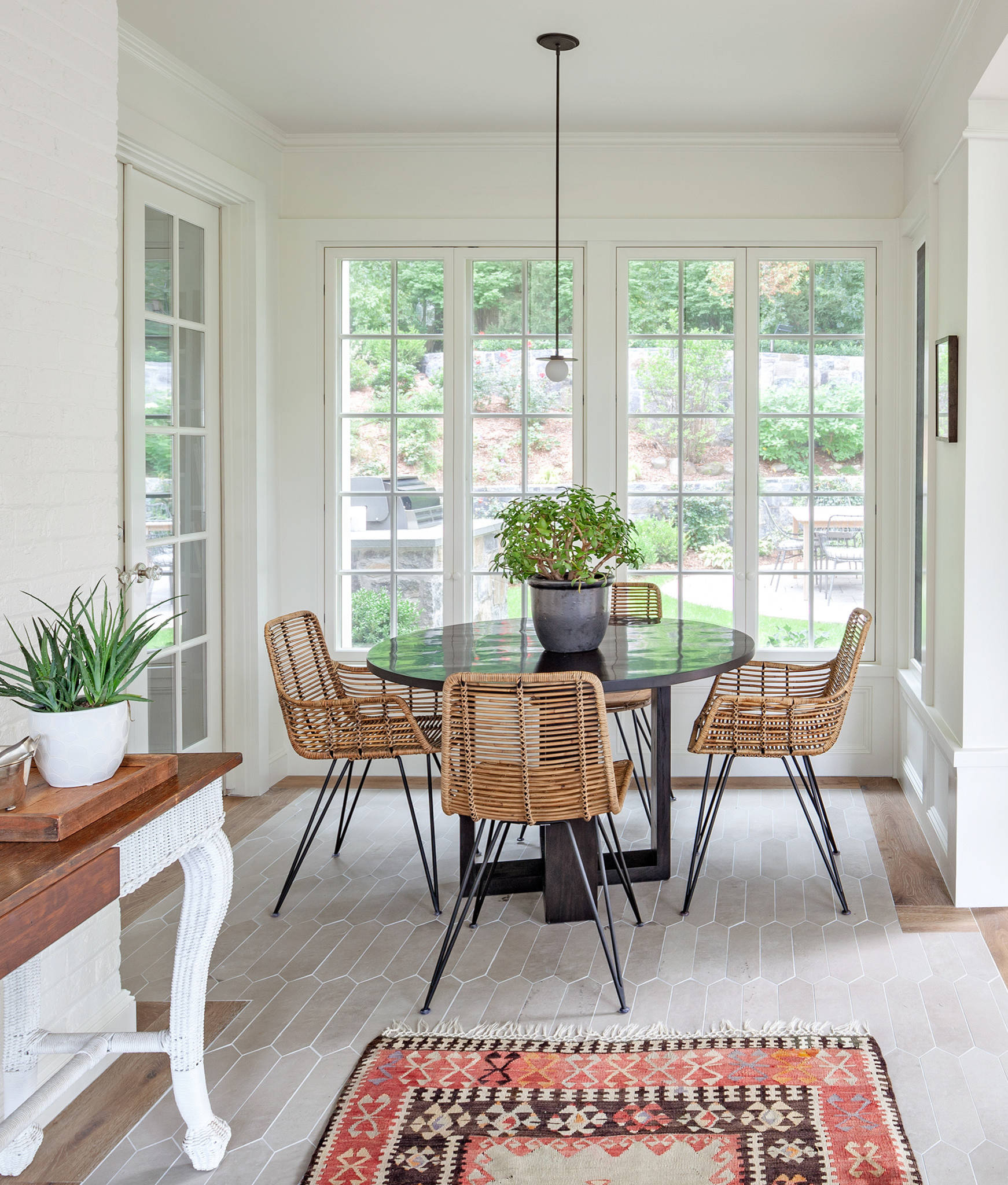 White and light-filled dining room with elegant modern style