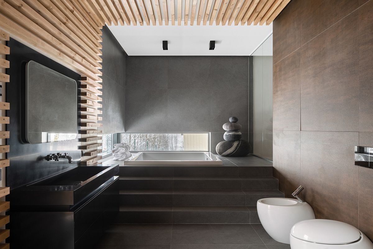 Create space for the soaking tub in the spa-styled bathroom