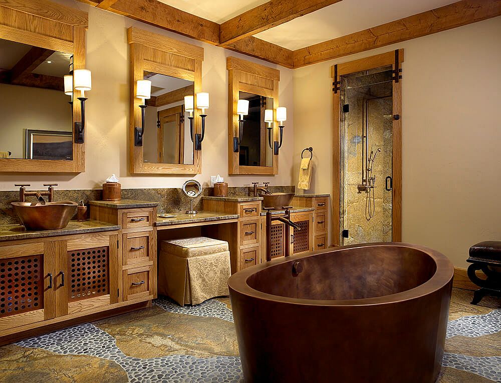 Dashing-copper-soaking-tub-is-perfect-even-for-the-cabin-style-bathroom-58155