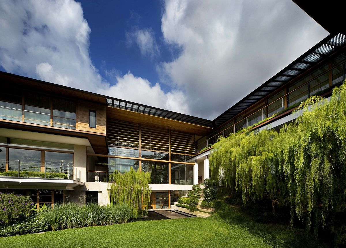 Roof Gardens and Sloping Terraces Shape Extensive Family Home in Singapore