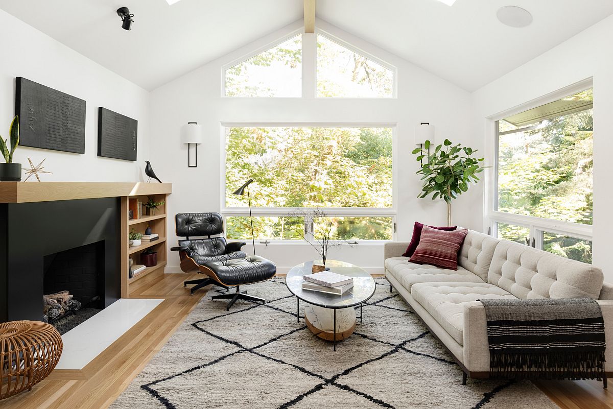 How To Create A Peaceful And Stress Free Living Room   Eames Lounger Adds Style And Timelessness To The Smart Modern Living Space In White And Wood With Ample Natural Light 38408 