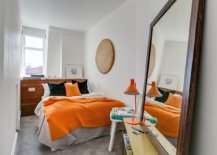 Small-modern-London-bedroom-in-white-with-large-mirror-on-the-floor-and-yellow-accents-43986-217x155