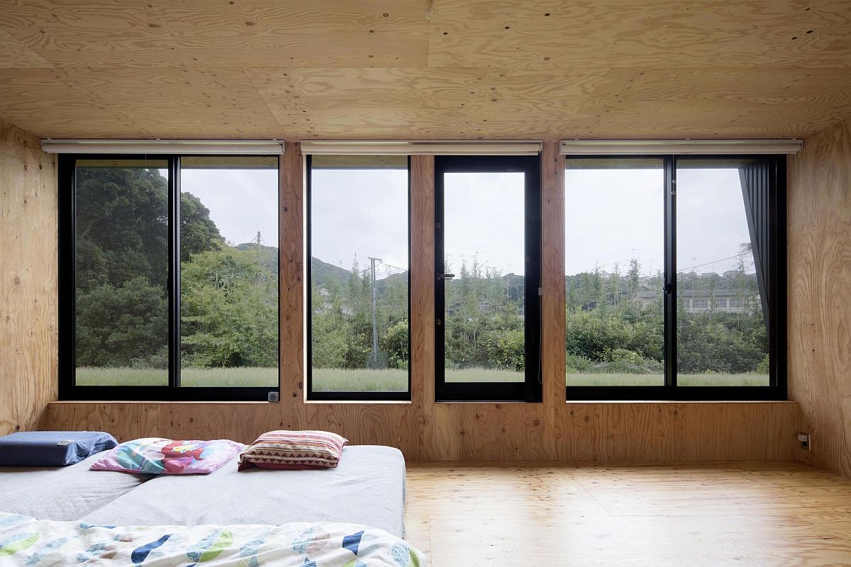 Upper level bedroom of the innovative and adaptable Japanese home