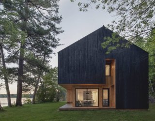 Built for an Active Lifestyle: Lakeside Cabin in Canada with a Dashing, Dark Exterior