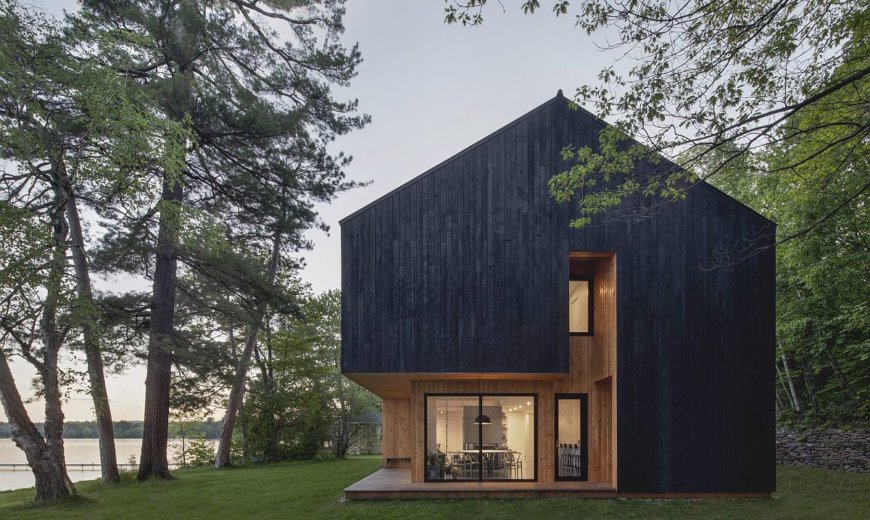 Built for an Active Lifestyle: Lakeside Cabin in Canada with a Dashing, Dark Exterior
