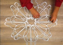 arranging second layer of hangers on snowflake