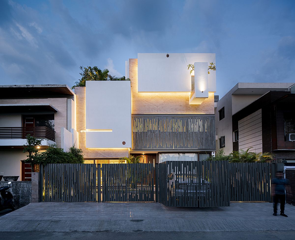 View of the beautiful, modern home in India with a multi-level interior