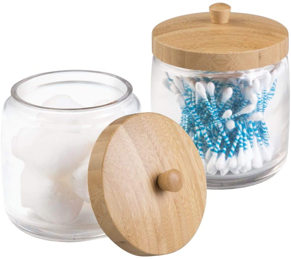 Glass bathroom vanity storage canister jars