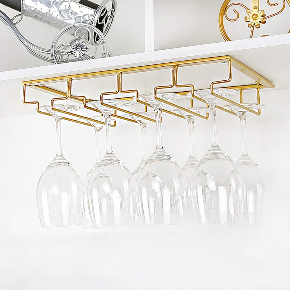 Gold wine glass under-cabinet rack 