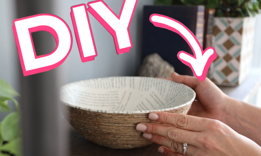 DIY Book Page Rope Bowl is Perfect for Your Bookshelf