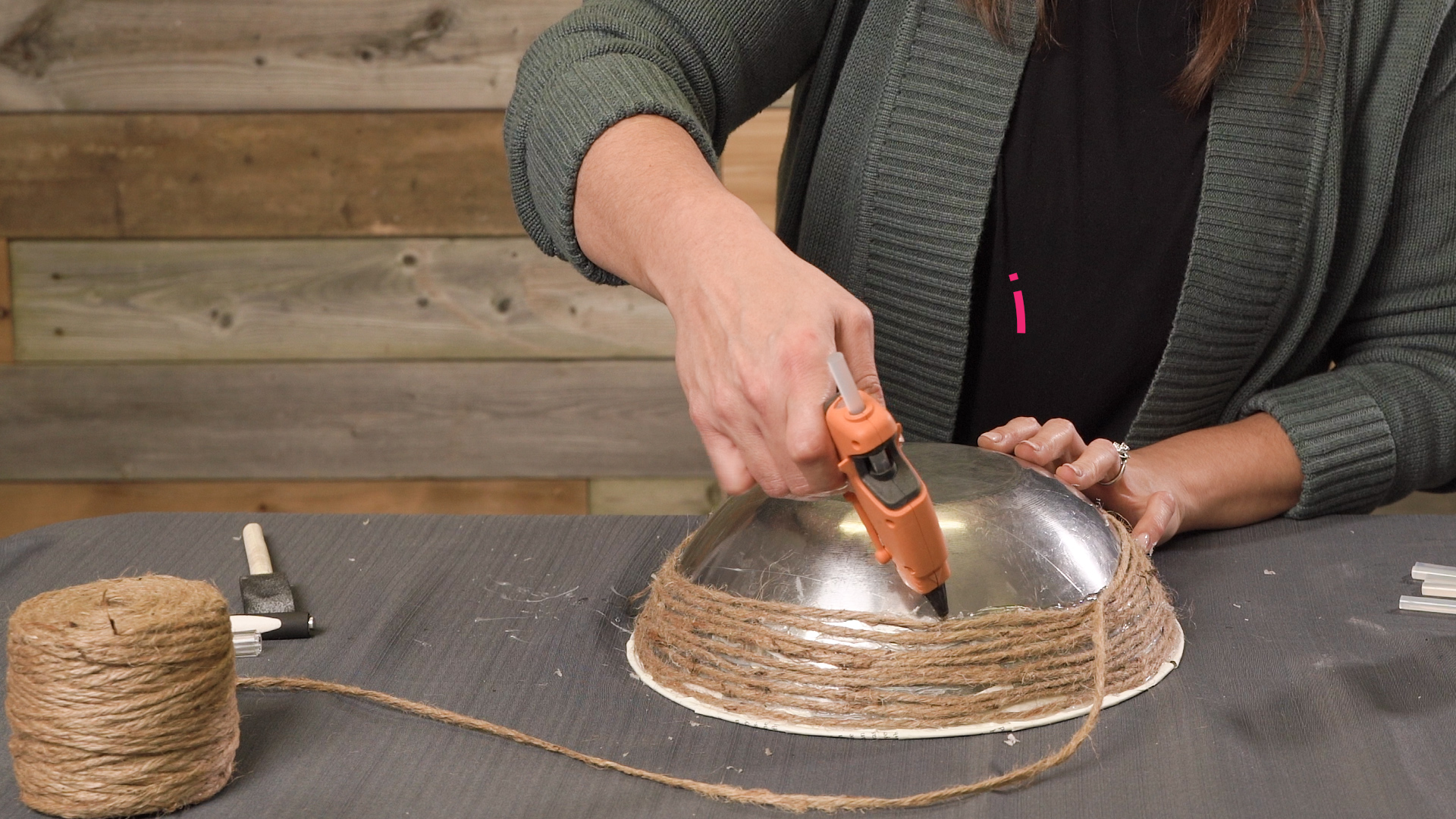 midway through gluing rope around bowl