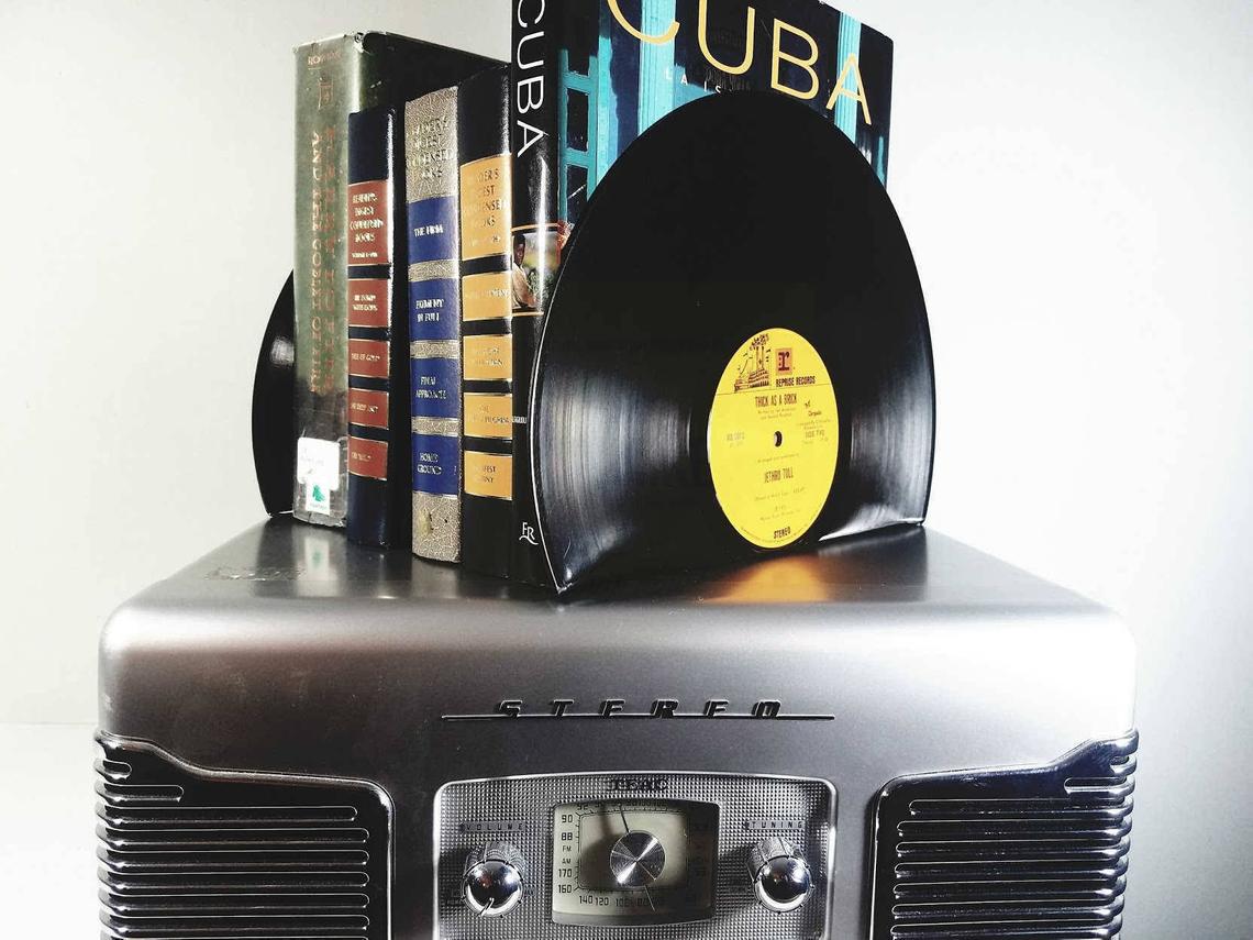 vinyl record bookends