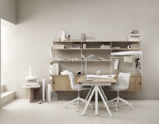 Modular Workspace: Adaptable Home Office Designs Incorporate Iconic String Shelf