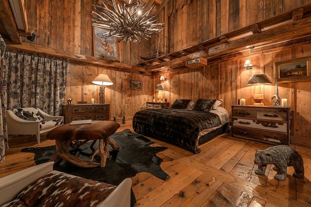 One of the lavish seven bedrooms at the fabulous French chalet