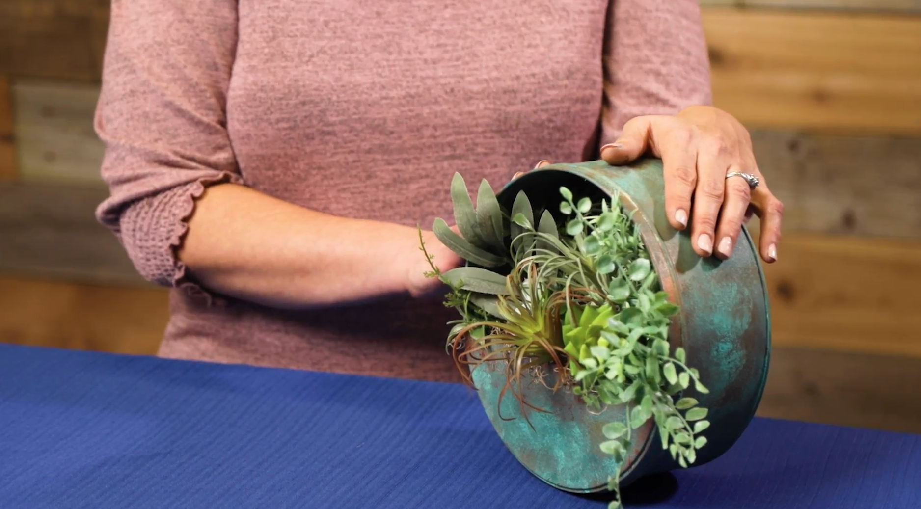 jess with finished patina planter