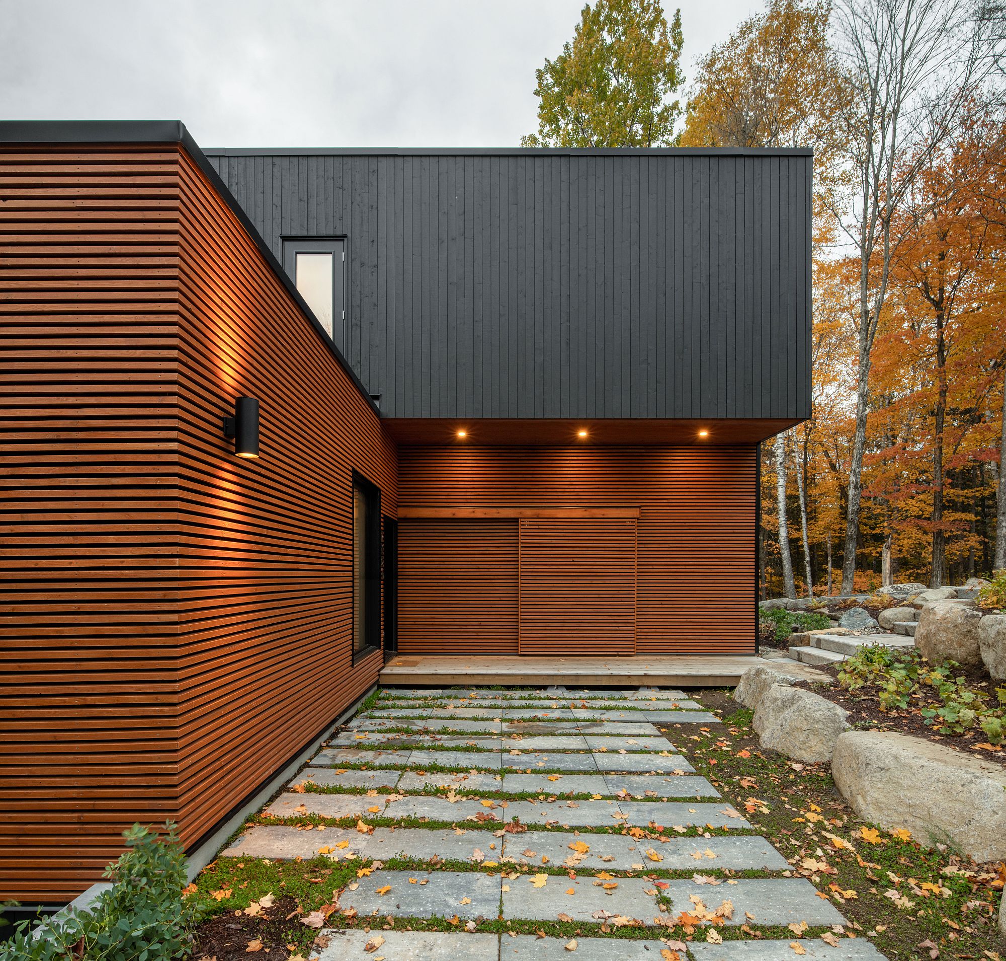 Unique modular units combined to create a fabulous modern home with lovely lake views