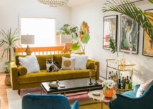 retro-style brightly colored living space resembling 30s design