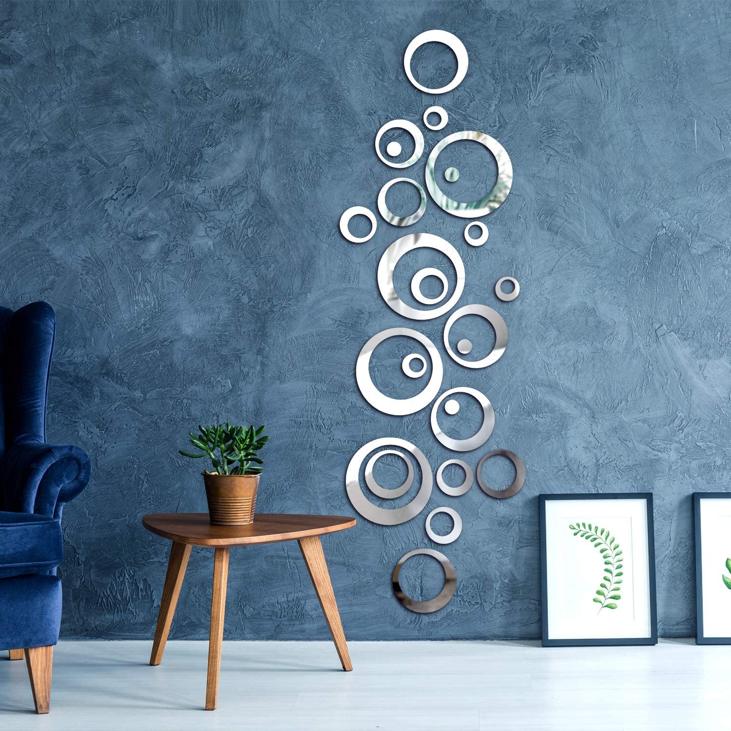 Blue wall with swirl pattern