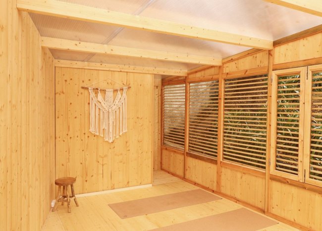 Well-Lit and Woodsy Garden Yoga Studio is a Serene Backyard Escape