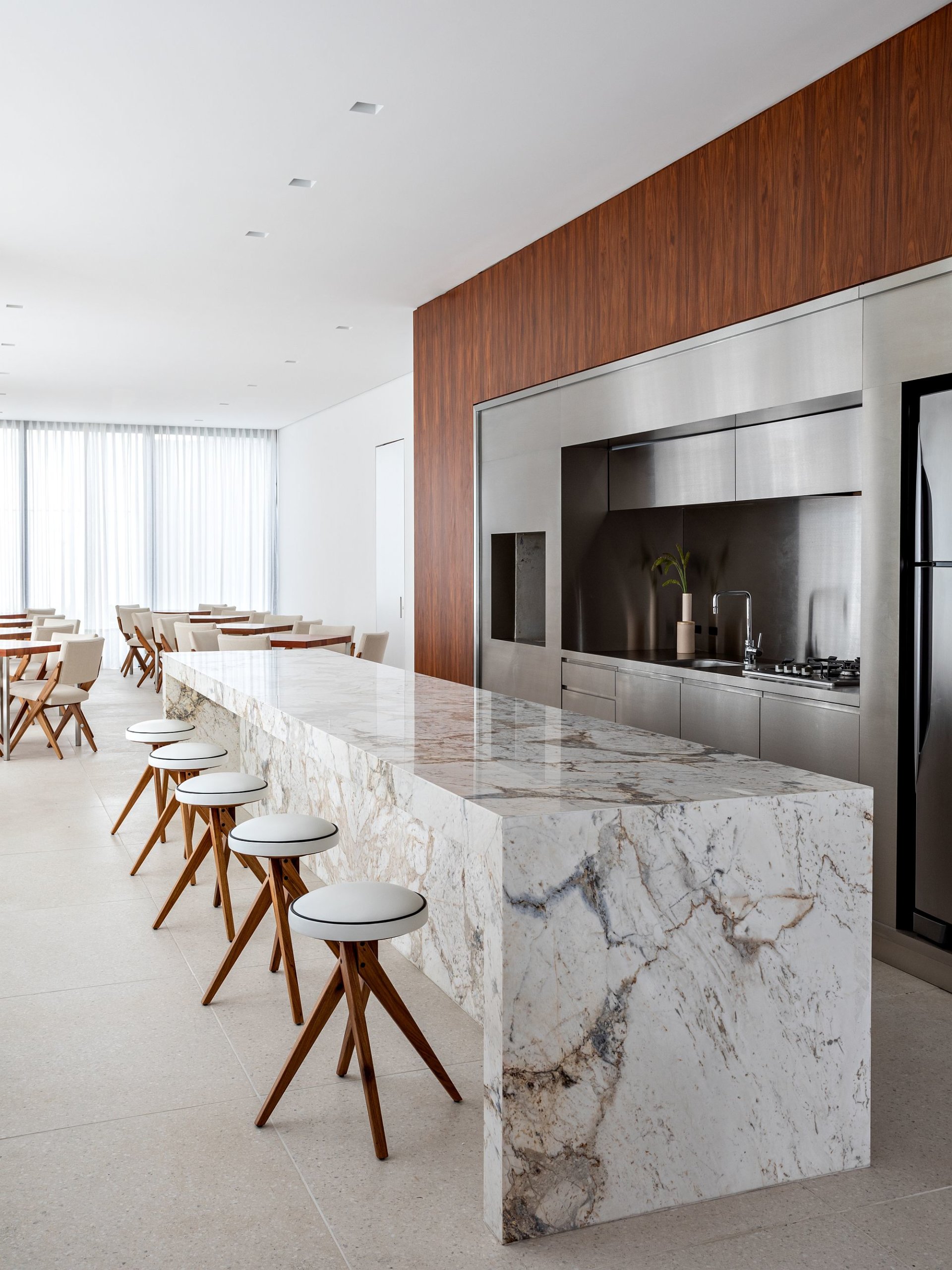 Exquisite Brazilian marble kitchen island is an absolute showstopper