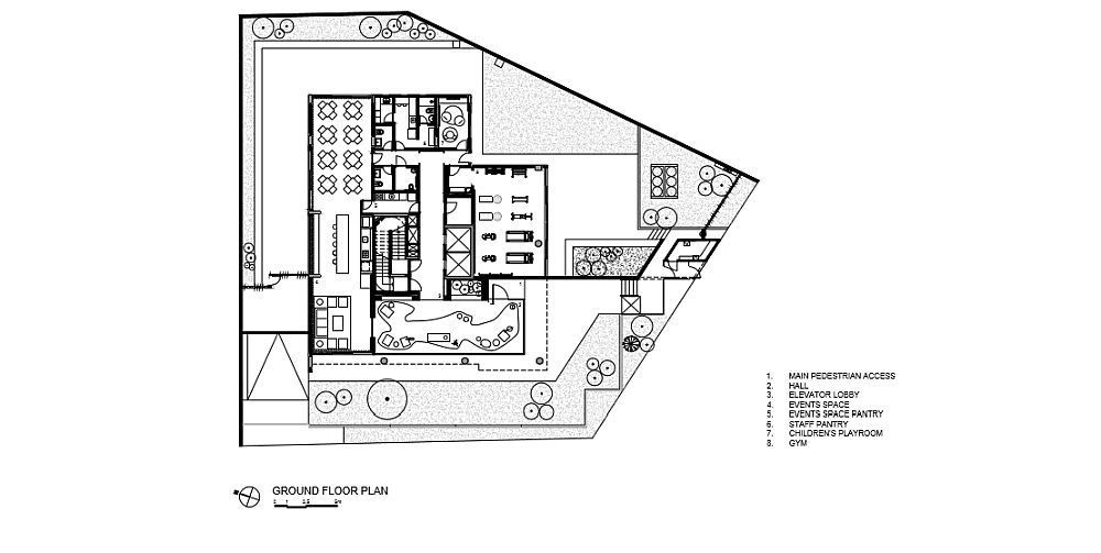 Floor plan of the common areas of the building