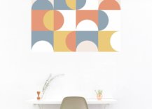Geometric wall design in white background