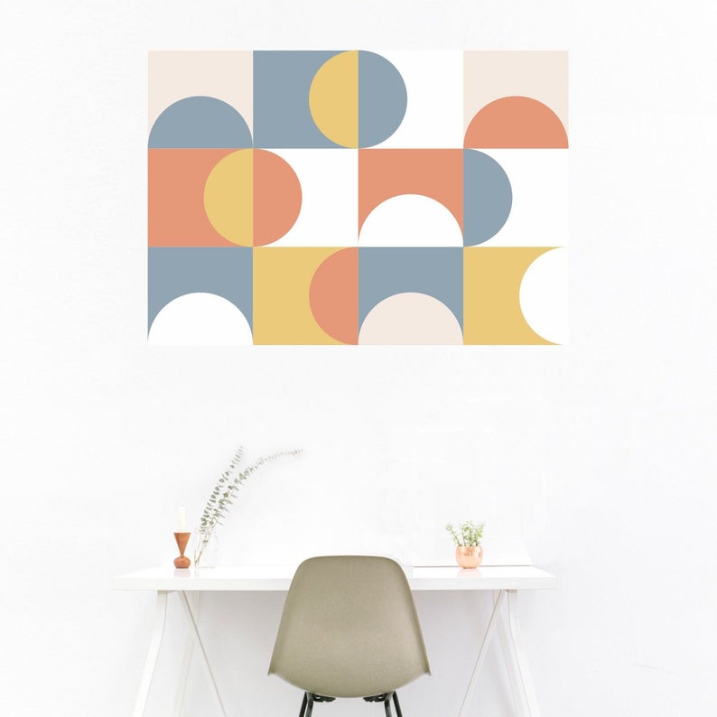 Geometric wall design in white background