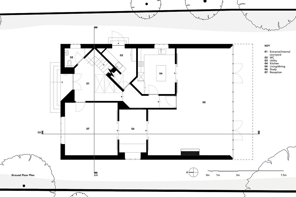 Ground floor plan of Ditton Hill House in UK