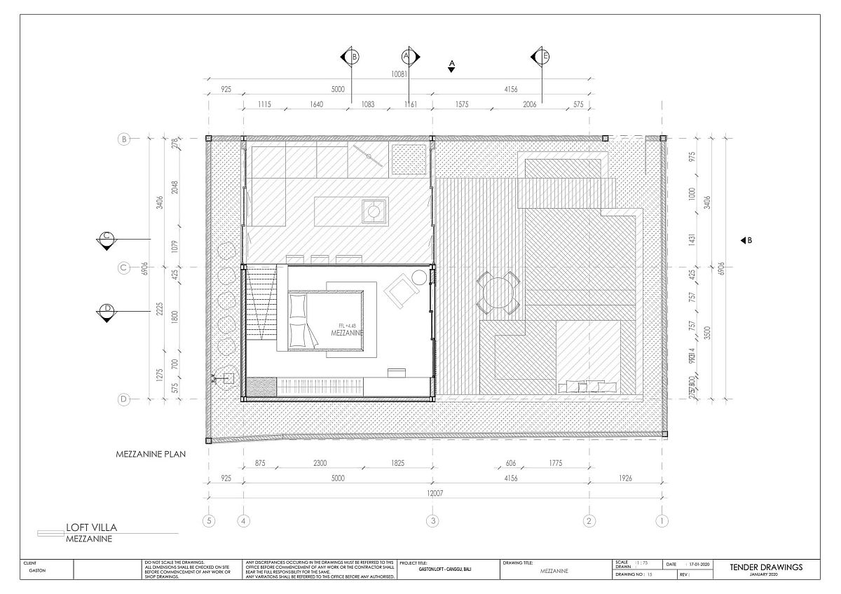 Mezzanine level floor plan of Gaston Loft by Biombo Architects