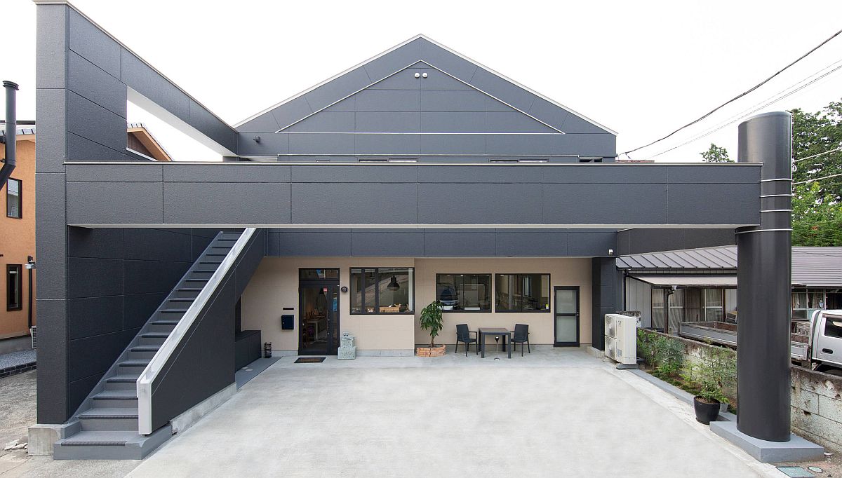 Minimal contemporary exterior in gray is an absolute showstopper