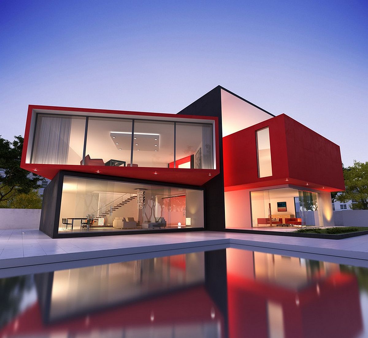 Modern-minimal-home-exterior-in-black-and-red-66682