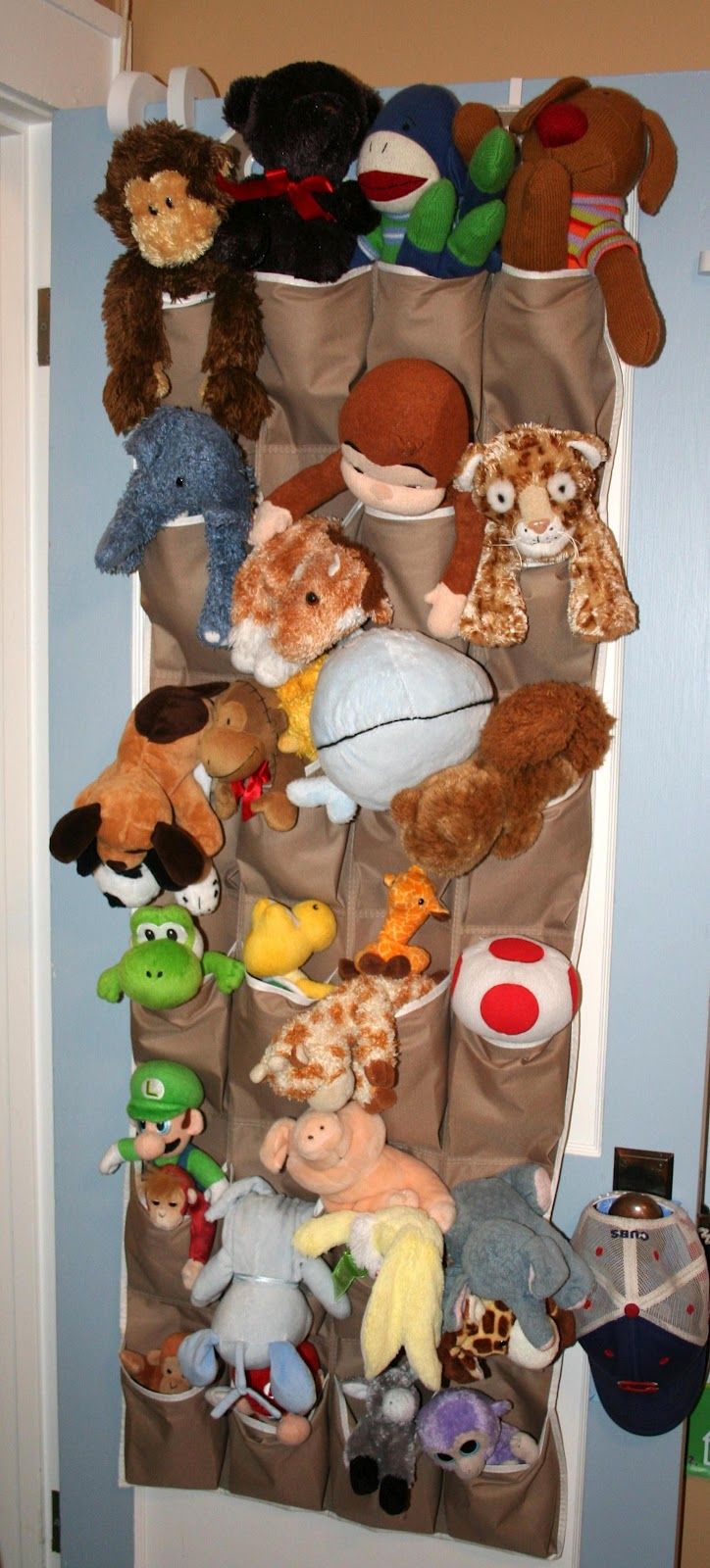 Shoe organizers have enough space for all your stuffed animals