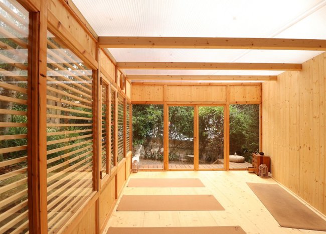 Well-Lit and Woodsy Garden Yoga Studio is a Serene Backyard Escape