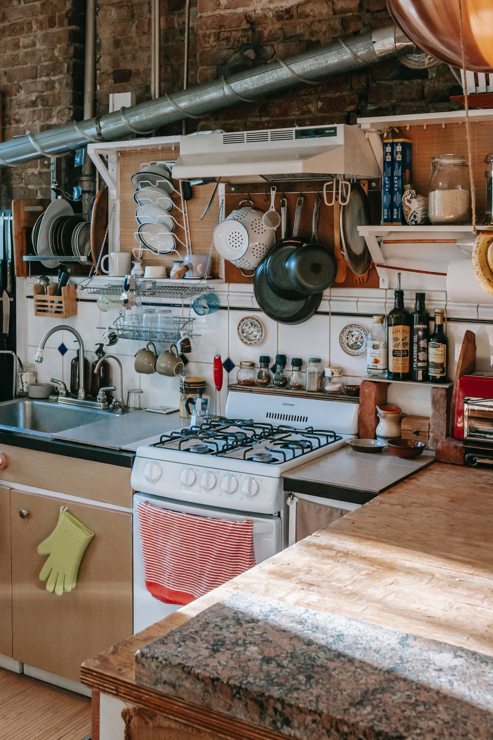 Brick wall backsplash