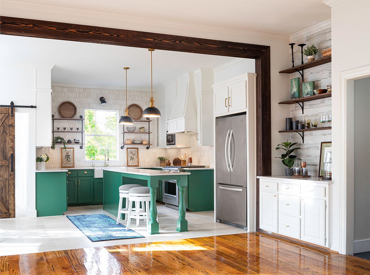 Bright green steals the show in this fabulous modern style kitchen