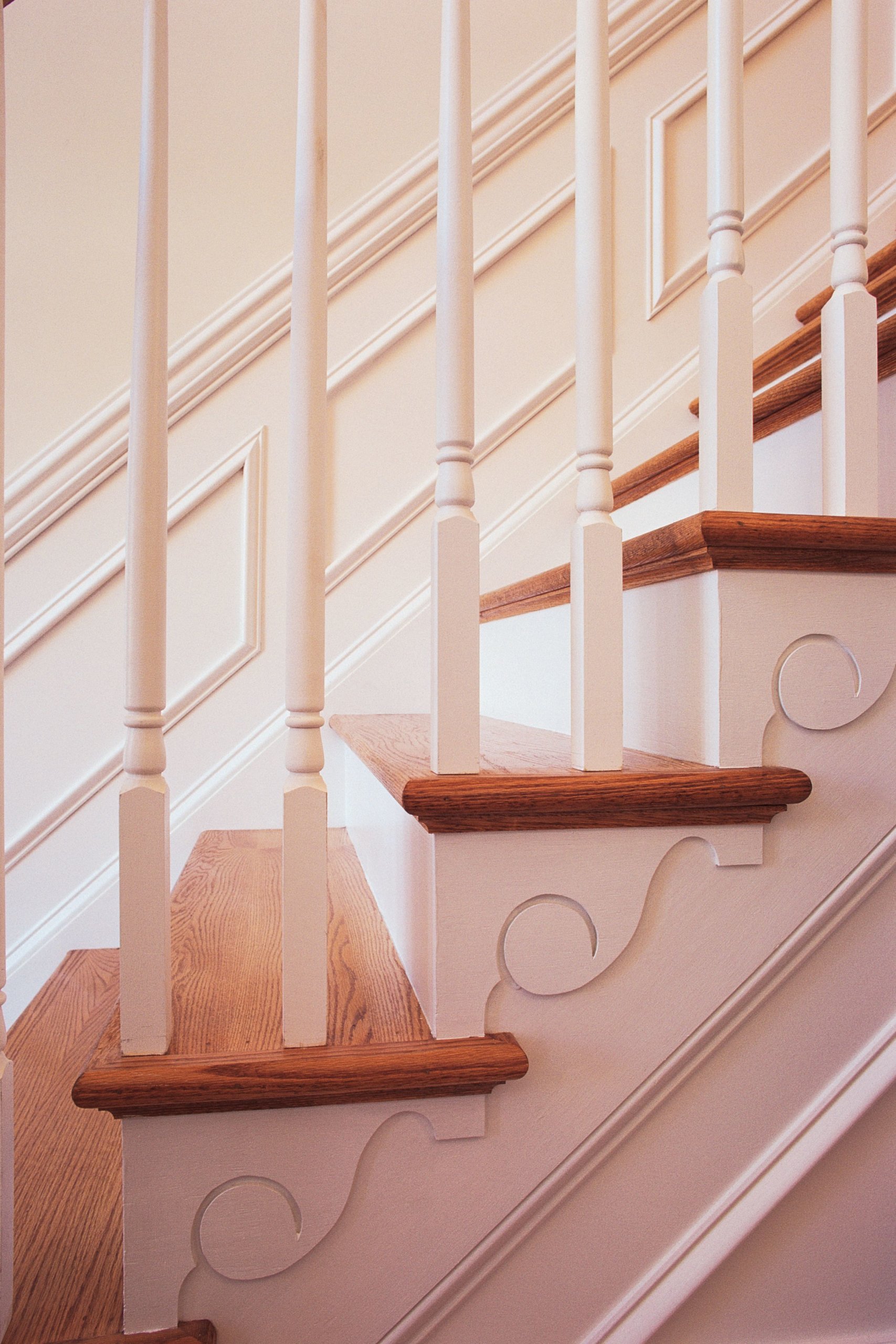 Close up photo of stair moldings