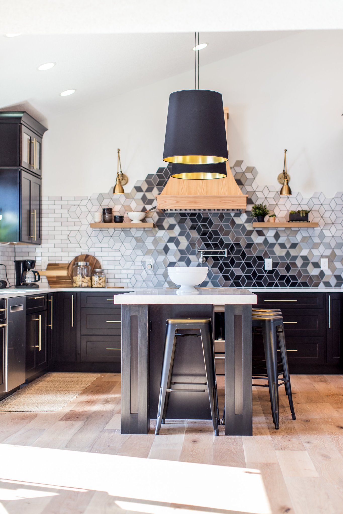 Colorful mosaic tiles kitchen backsplash