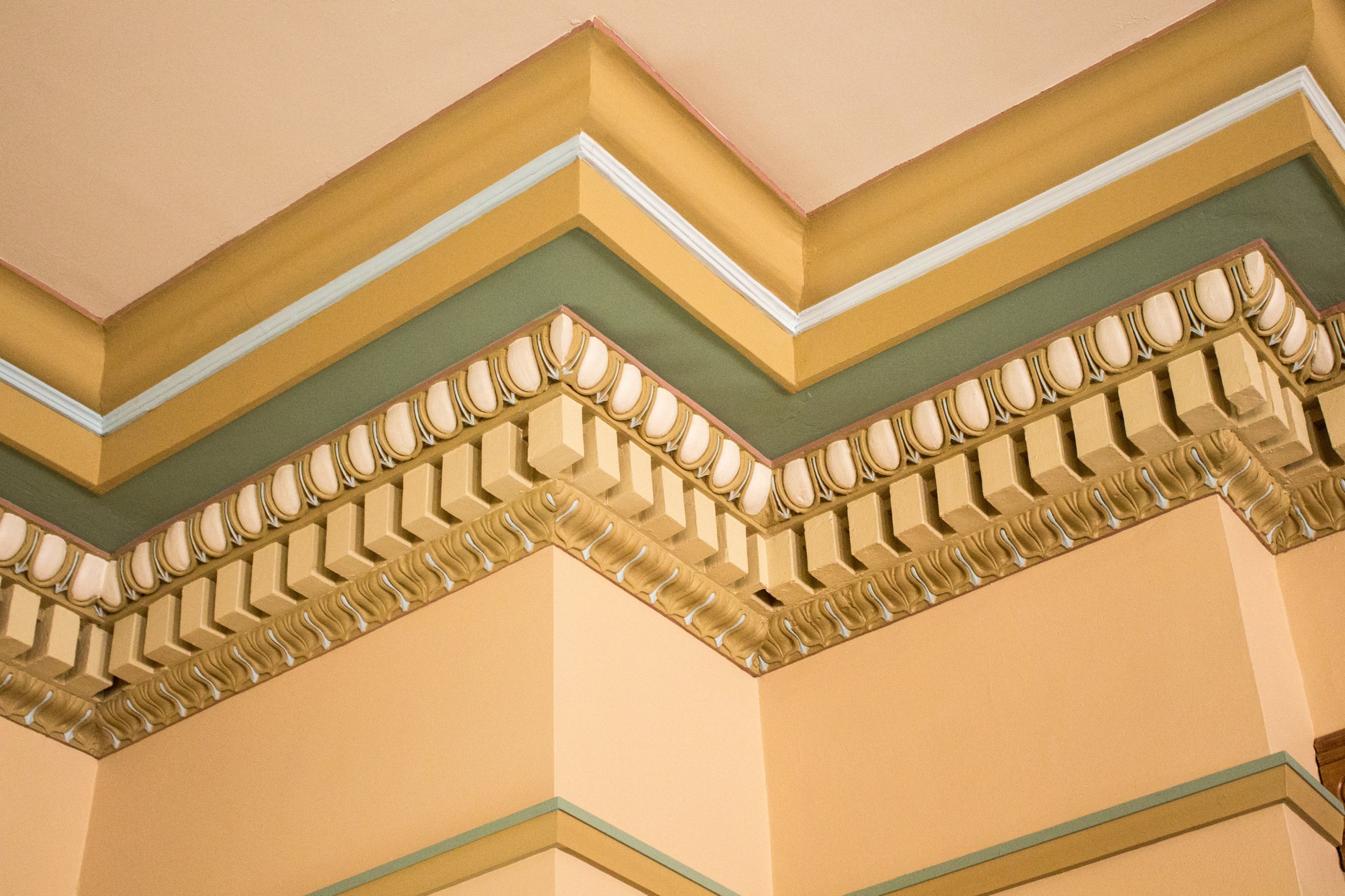 Crown molding with ornate woodwork