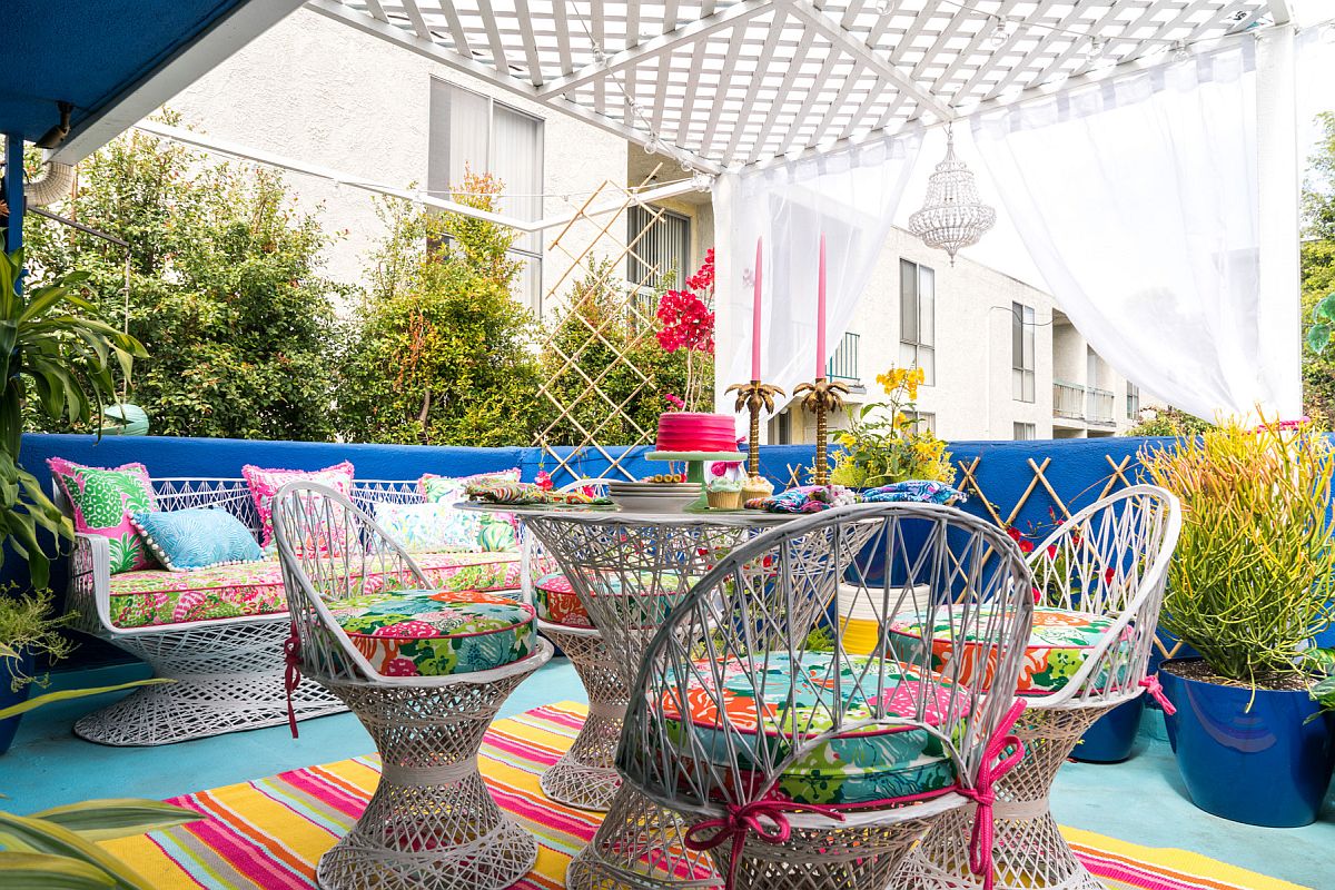 Dazzling array of colors uplift the mood in this tropical patio