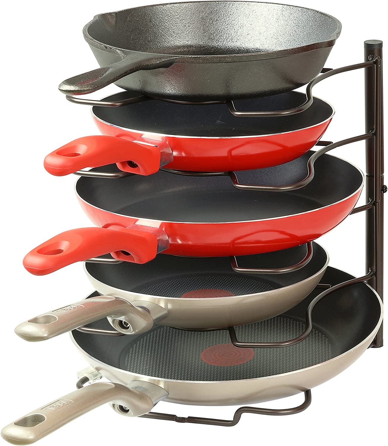 Five pans in rack holder