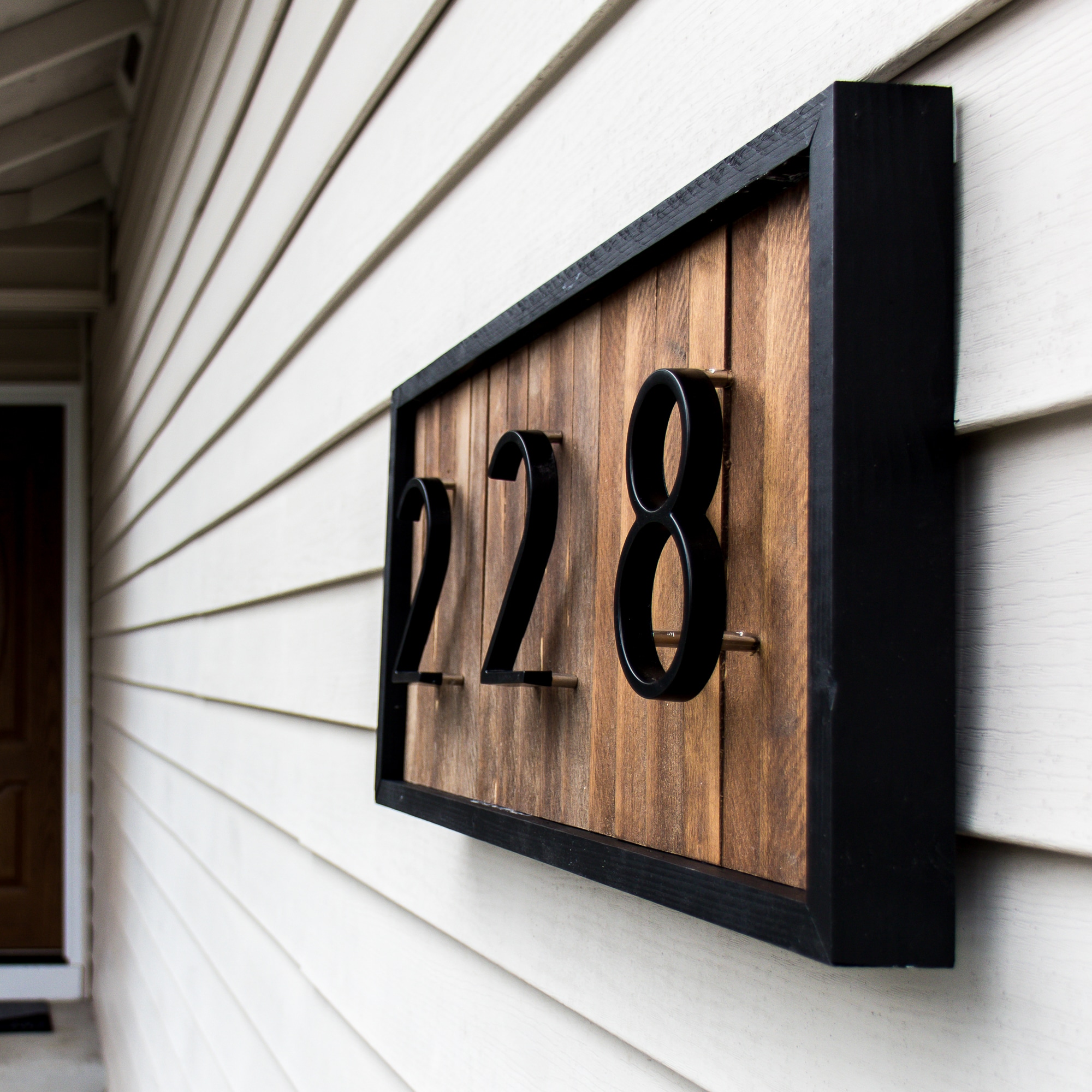 Framed House Number on Wood