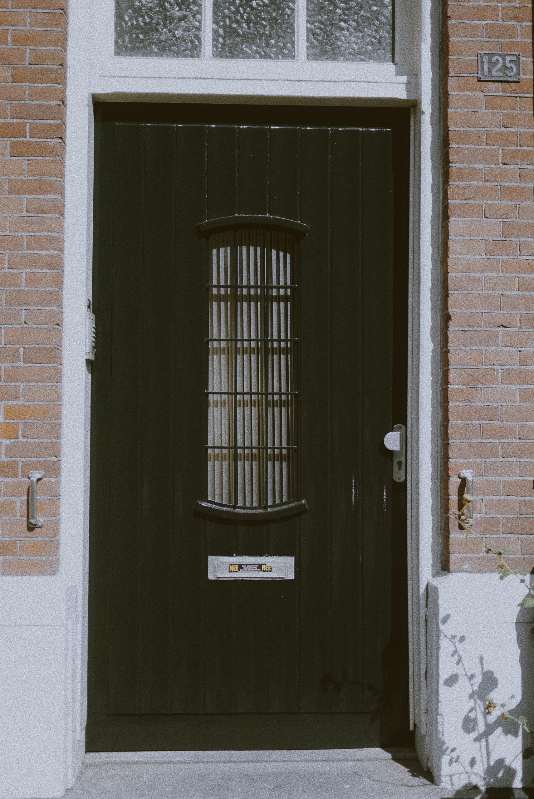 Grills at the center of black door