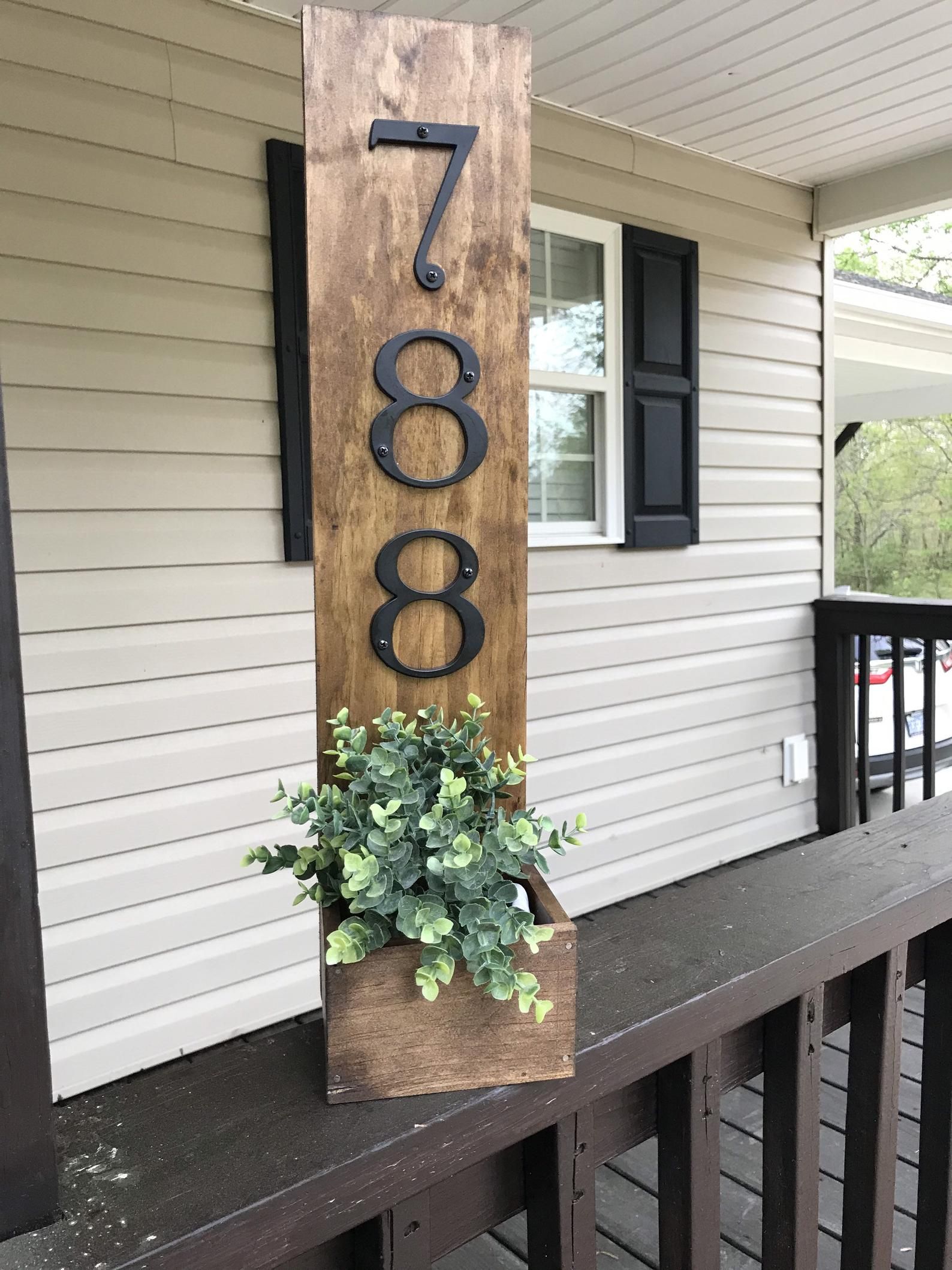 House Number on Porch Wooden Sign