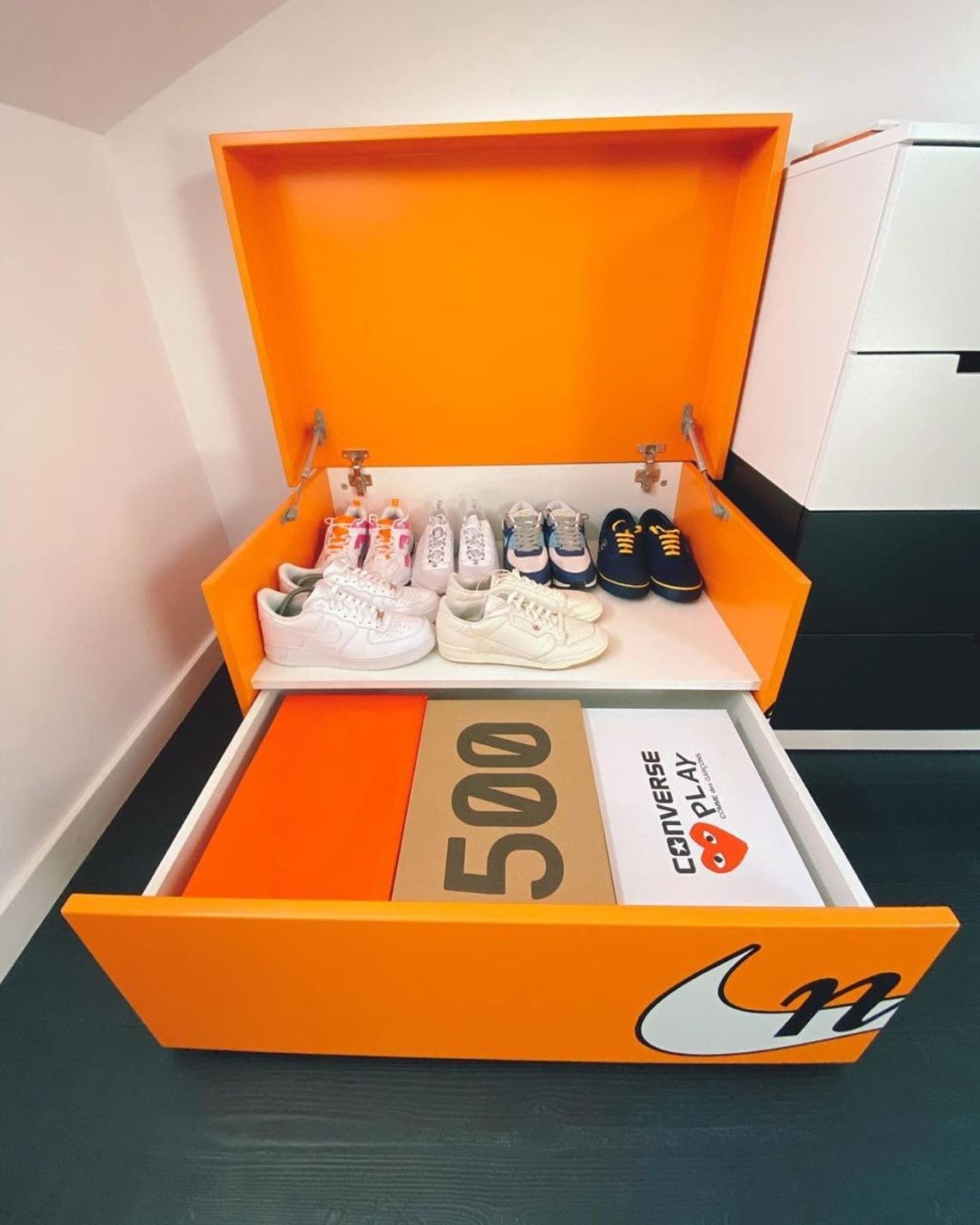 Large orange shoe box